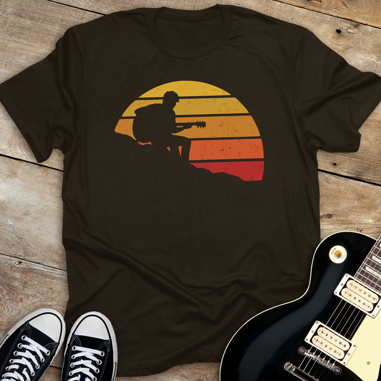 Retro Sunset Guitarist T-Shirt
