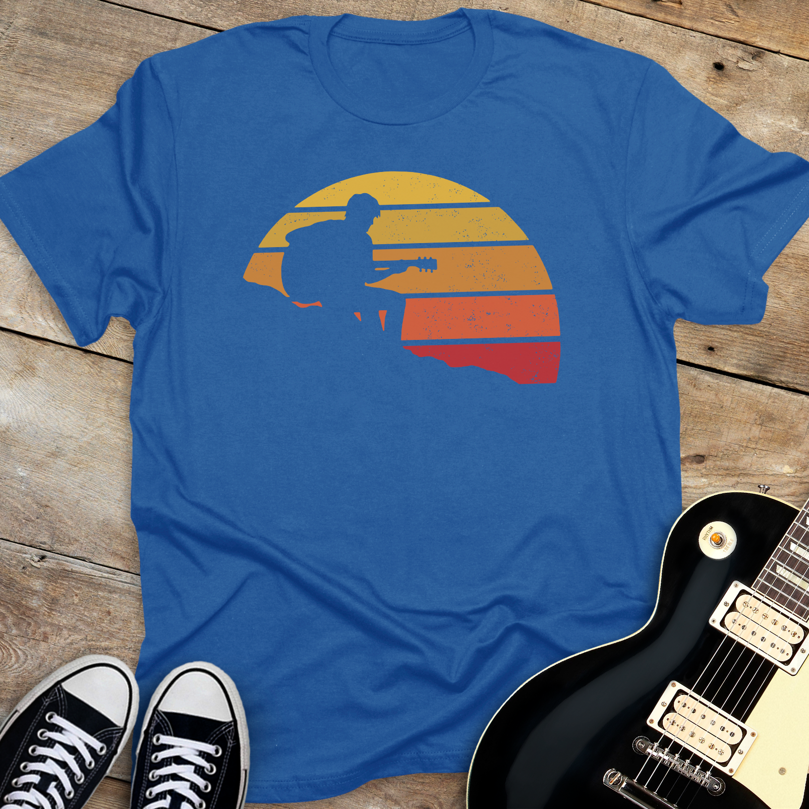Retro Sunset Guitarist T-Shirt